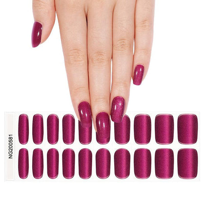 Christmas Deep Rose Red Shimmer Glitter Gel Nail Stickers