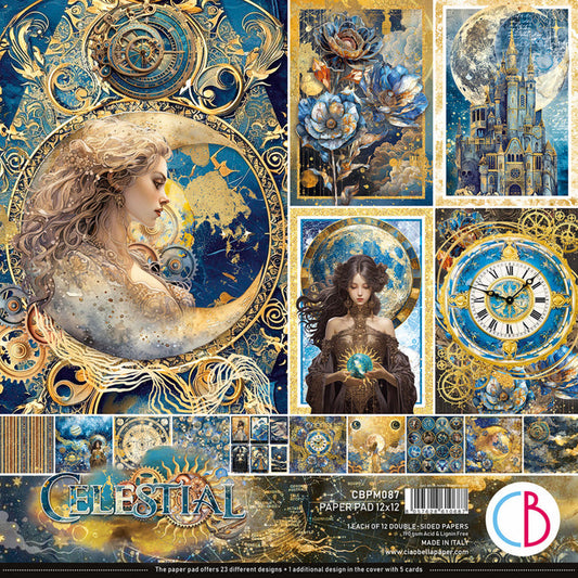 Ciao Bella - 12X12 Paper Pad - Celestial. Available at Embellish Away located in Bowmanville Ontario Canada.