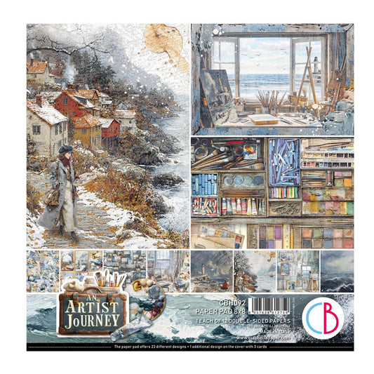 Ciao Bella - 8X8 Paper Pad - An Artist Journey. Includes 12 Sheets. Available at Embellish Away located in Bowmanville Ontario Canada.