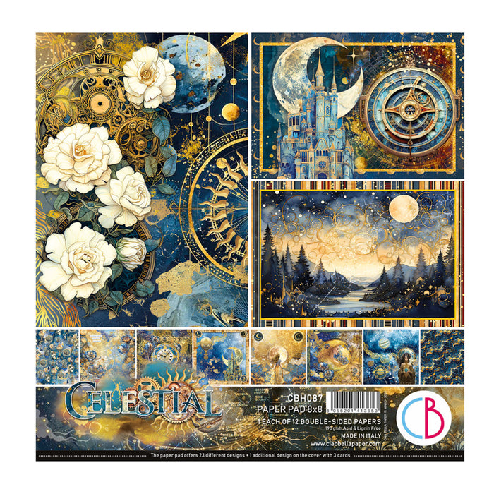 Ciao Bella - 8X8 Paper Pad - Celestial. Available at Embellish Away located in Bowmanville Ontario Canada.