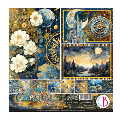 Ciao Bella - 8X8 Paper Pad - Celestial. Available at Embellish Away located in Bowmanville Ontario Canada.