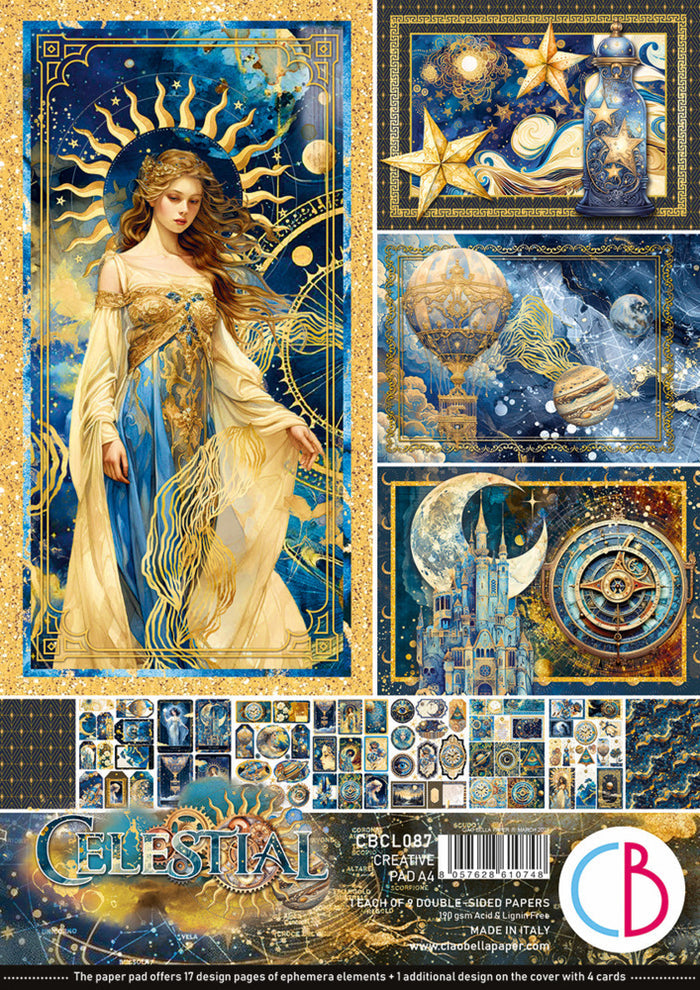Ciao Bella - A4 Creative Pad - Celestial. Available at Embellish Away located in Bowmanville Ontario Canada.