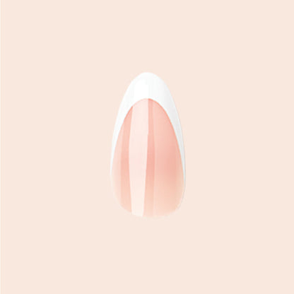Classic French - Press-On | Medium | Almond showing medium almond press-on nail with peachy pink base and white tip manicure