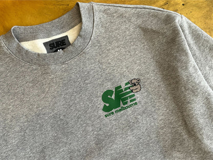 Clippy Heavyweight Fleece Crew - Grey / Green
