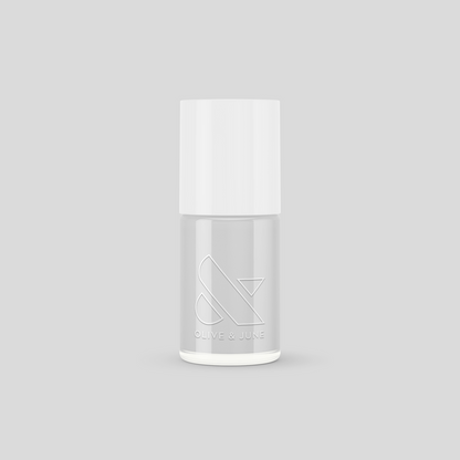Olive and June Cloudy Skies long-lasting polish bottle with soft misty grey shade for manicures and pedicures