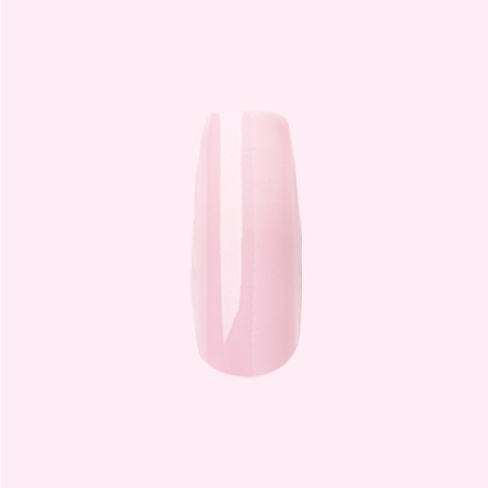 Cockatoo - Press-On | Long | Squoval single glossy false nail in pale pink shade on soft pink background