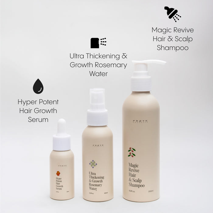 Complete Hair & Scalp System products arranged showing complete hair care routine