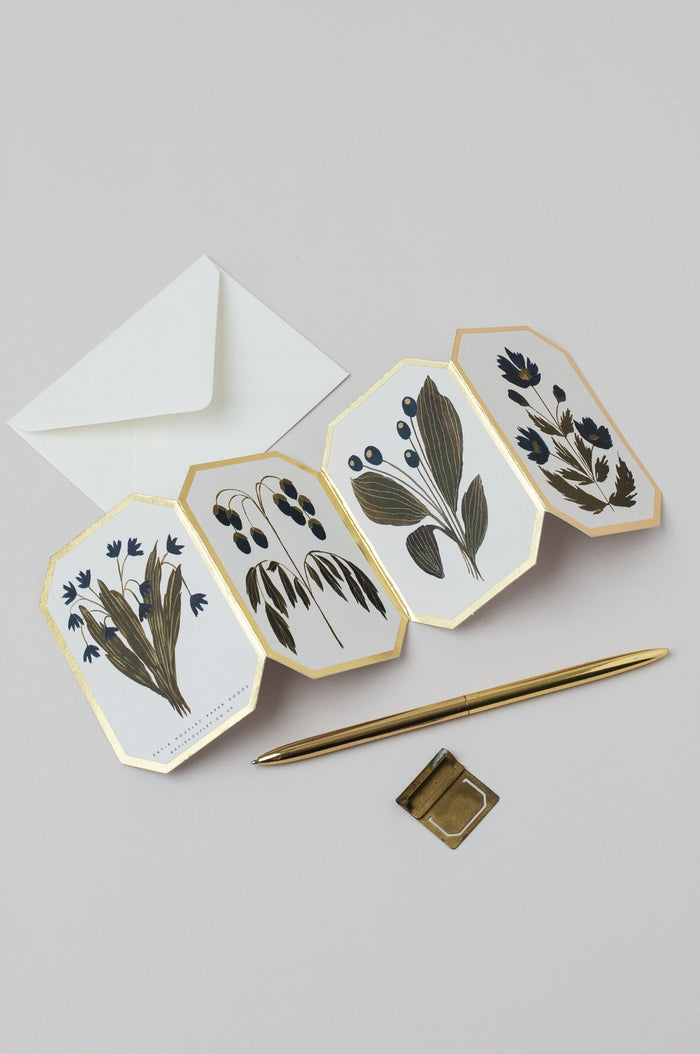 Concertina Botanical Blue Flower Die Cut Mini Card