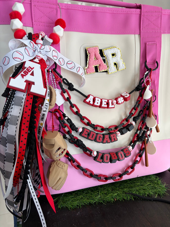 Custom Bag Charm | Personalized Ribbon Tassel | Sports Mom Bag Drip | Yeti Camino Accessory