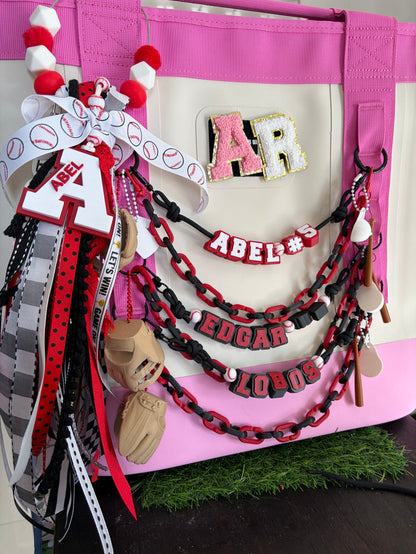 Custom Bag Charm | Personalized Ribbon Tassel | Sports Mom Bag Drip | Yeti Camino Accessory