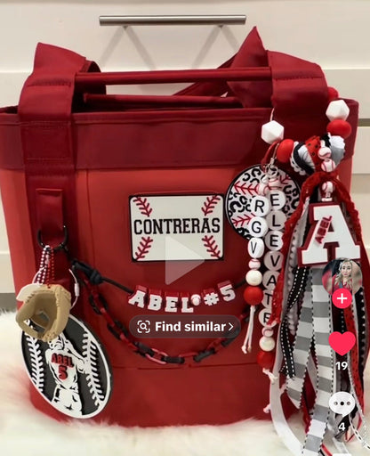 Custom Bag Charm | Personalized Ribbon Tassel | Sports Mom Bag Drip | Yeti Camino Accessory