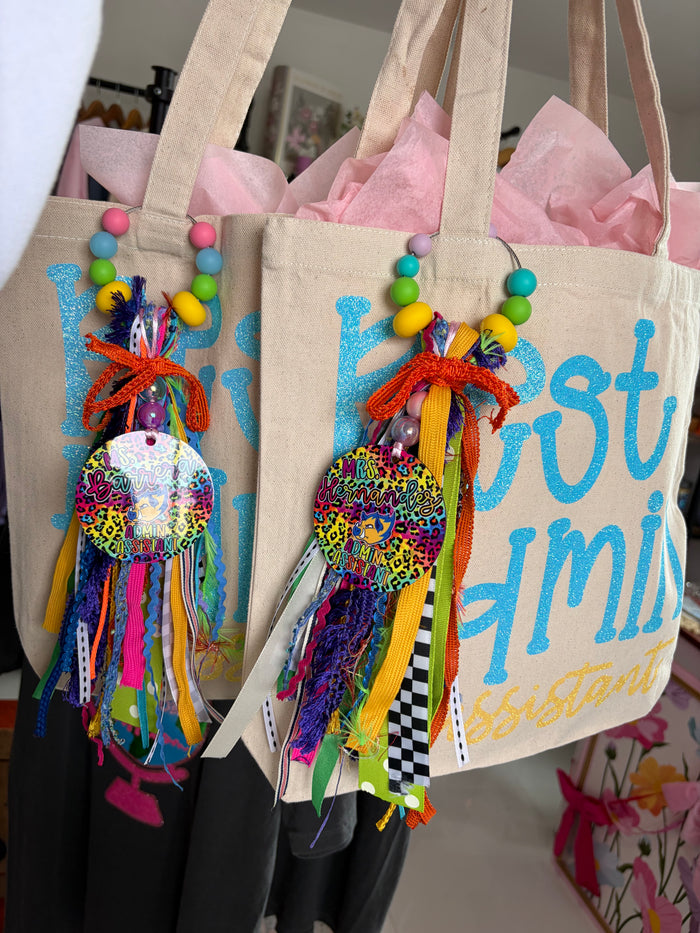Custom Bag Charm | Personalized Ribbon Tassel | Sports Mom Bag Drip | Yeti Camino Accessory