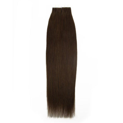 Dark Brown #4 Tape-In Hair Extensions – 100% Remy Human Hair | 20 Tapes (50g) | 10’’–30’’ | Reusable
