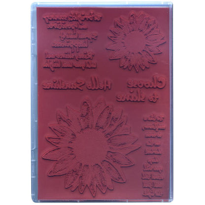 Darkroom Door - Rubber Stamp Set - Sunflowers. Darkroom Door Rubber Stamp Sets are mounted on cling foam and supplied in a DVD size storage case with a labelled spine for easy identification. Available at Embellish Away located in Bowmanville Ontario Canada.