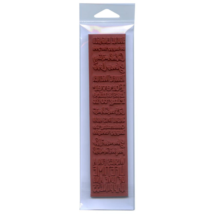 Darkroom Door - Sentiment Stamp - Engagement. Darkroom Door Sentiment Stamps are mounted on cling foam. Use as an entire strip of sentiments on your cards and projects, or trim each sentiment into individual stamps. Available at Embellish Away located in Bowmanville Ontario Canada.