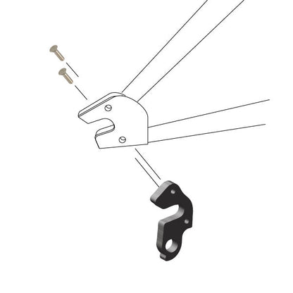 Hanger #262 attaches to the frame's rear dropout from the inside using two M4x8 screws.