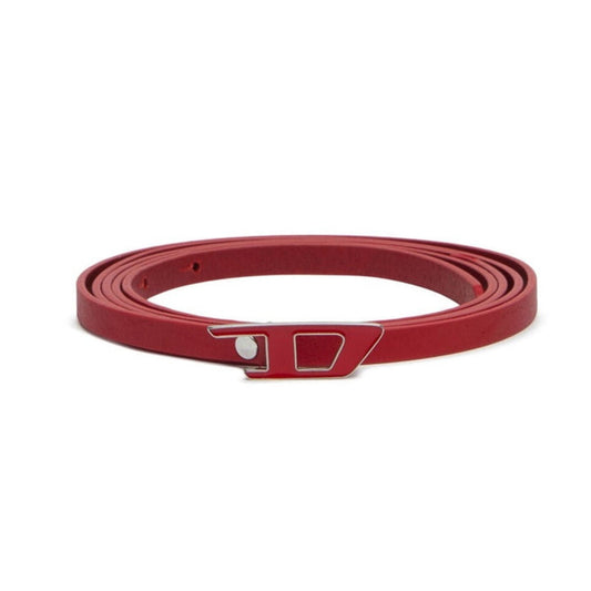 Diesel Women's B-dlogo 10 Slim Double-wrap Leather Belt Fiery Red