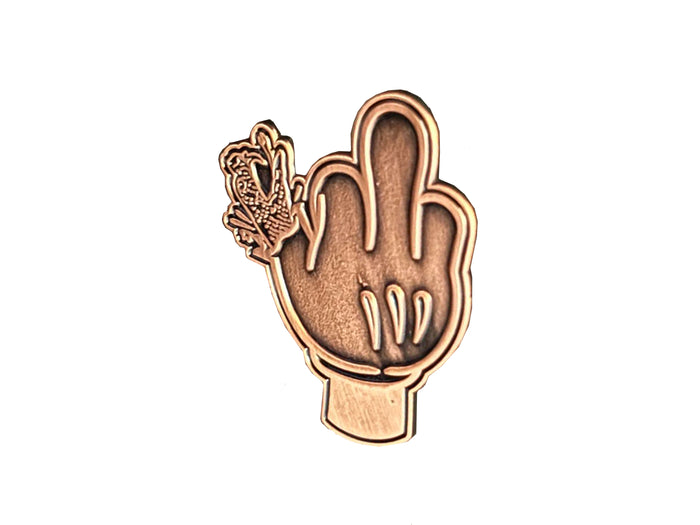 Doom Sayers Club - Cartoon Middle Finger Pin - Bronze