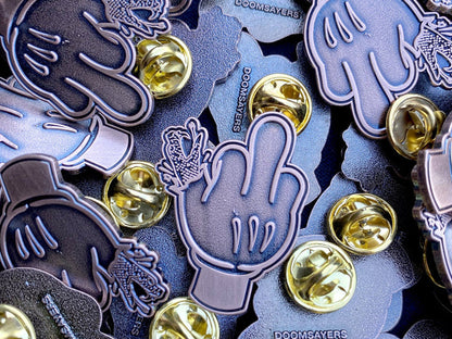 Doom Sayers Club - Cartoon Middle Finger Pin - Bronze