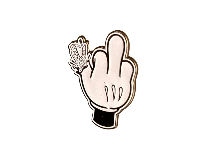 Doom Sayers Club - Cartoon Middle Finger Pin - White
