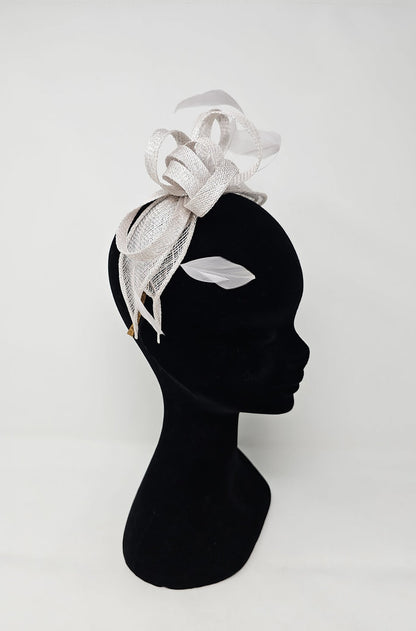 Dove Pale Silver Looped Feather Hairband Fascinator