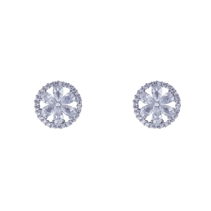D&X London Elizabeth Cubic Zirconia Silver Crystal Clip on Earrings