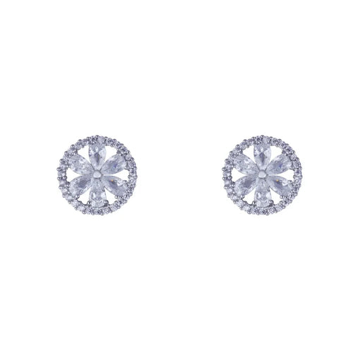 D&X London Elizabeth Cubic Zirconia Silver Crystal Clip on Earrings