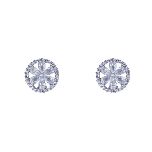 D&X London Elizabeth Cubic Zirconia Silver Crystal Clip on Earrings