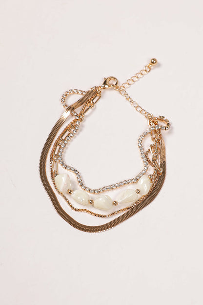 Eden White Layered Chain Bracelet