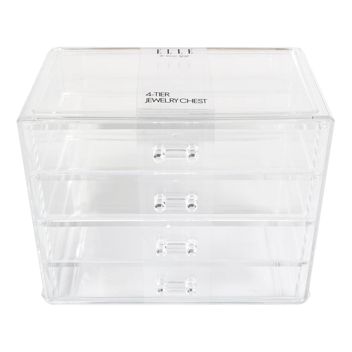 Elle Clear Jewelry Chest 4 Drawers - ikatehouse