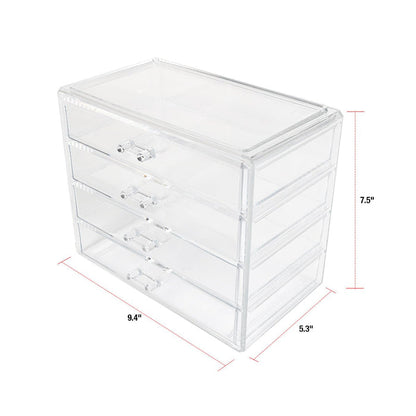 Elle Clear Jewelry Chest 4 Drawers - ikatehouse