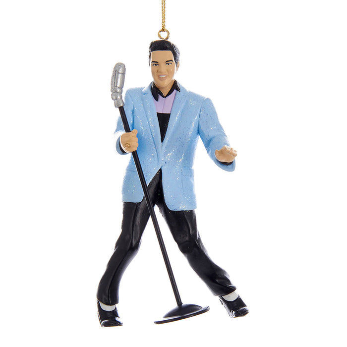 Elvis Presley® Blue Suit Hound Dog Elvis With Microphone Ornament