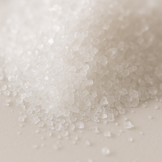 Epsom Salt Magnesium Sulphate displayed as fine white crystals for bath and body care formulations