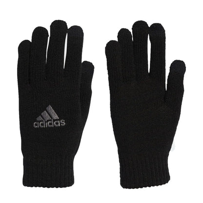 Black Adidas Essentials tech gloves, XS size, designed for warmth and touchscreen use, with a snug fit and branded logo.