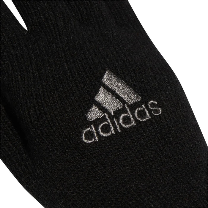Black Adidas Essentials Tech Gloves with touchscreen-friendly fingertips, designed for cold weather and active use.