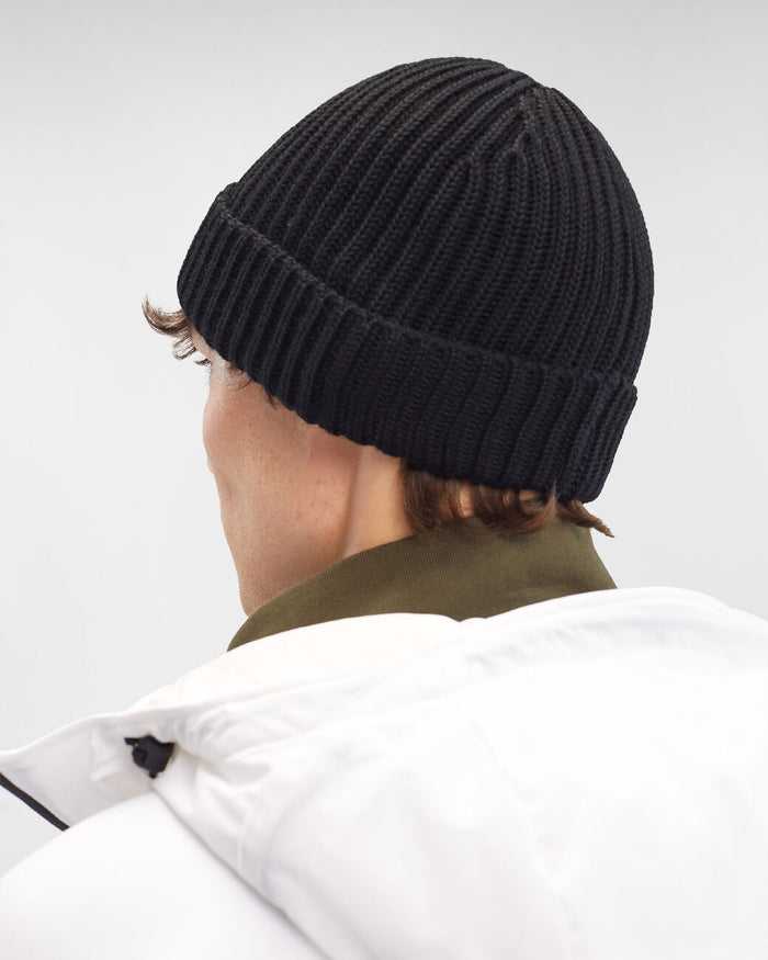 Extra Fine Merino Wool Beanie Black
