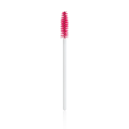 Eyelash Brush Wands from Paris Lash Academy: White and Pink Spoolie (front view)