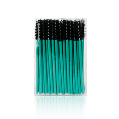 Eyelash Brush Wands from Paris Lash Academy: Teal/Green Spoolie (front view of pack)