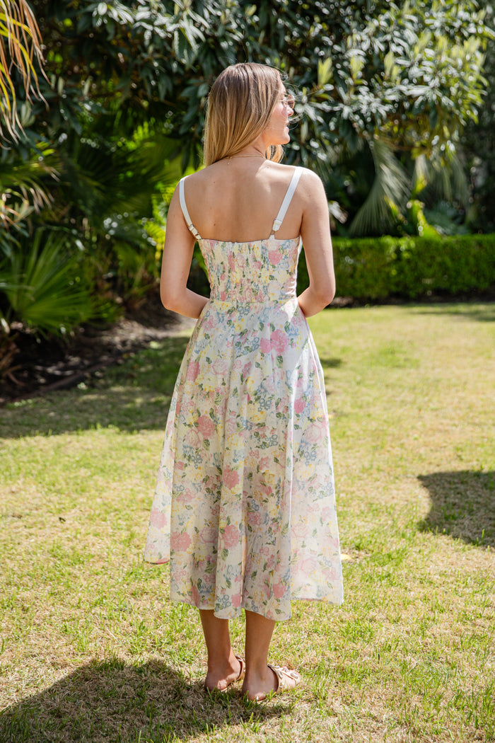 FINAL SALE - Summer Memories Ivory Floral Maxi Dress