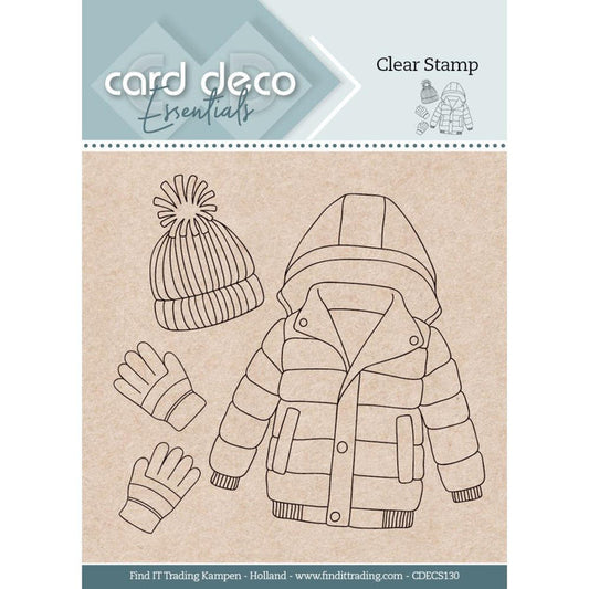 Find It Trading - Card Deco Essentials Clear Stamp - Snow Clothes. A versatile stamp for a variety of occasions. Use with your favorite inks, markers, embossing powders, watercolors, colored pencils, and other crafting mediums. Available at Embellish Away located in Bowmanville Ontario Canada.