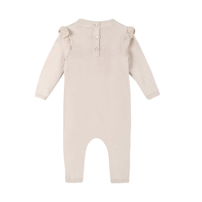 Floral Embroidered Ruffle Baby Sweater Jumpsuit