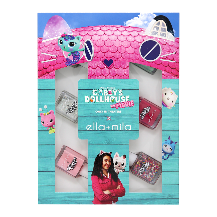 Gabby's Dollhouse World Collection gift box, front view with Gabby and Pandy Paws artwork
