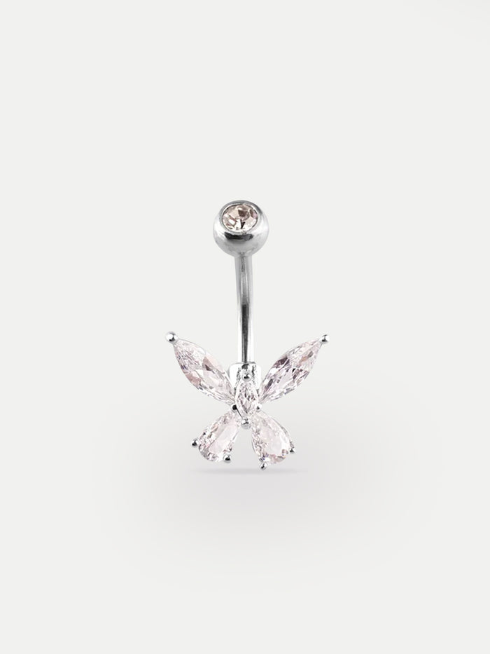 Gem Butterfly Navel Barbell 14G | Clear-Image 1
