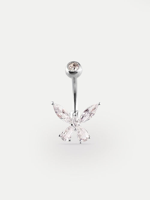Gem Butterfly Navel Barbell 14G | Clear-Image 1