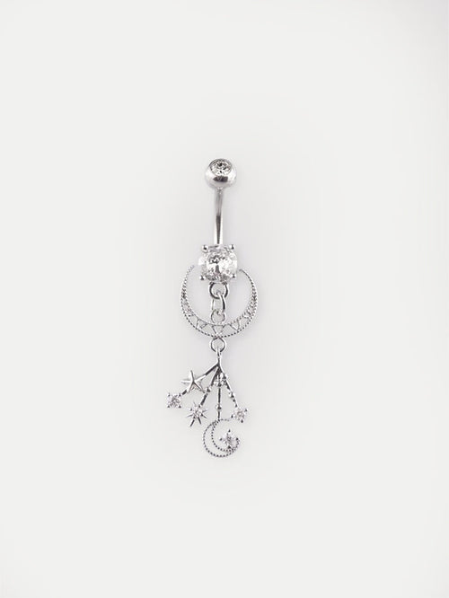 Gem Charm Club Navel Barbell 14G | Clear-Image 1