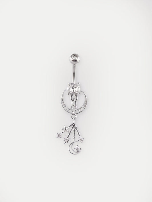 Gem Charm Club Navel Barbell 14G | Clear-Image 1