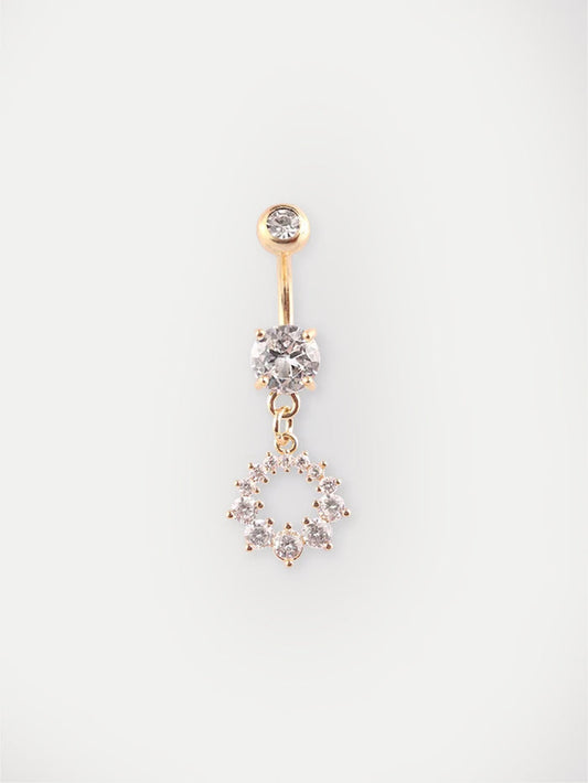 Gem Gold Circle Navel Barbell 14G | Clear-Image 1