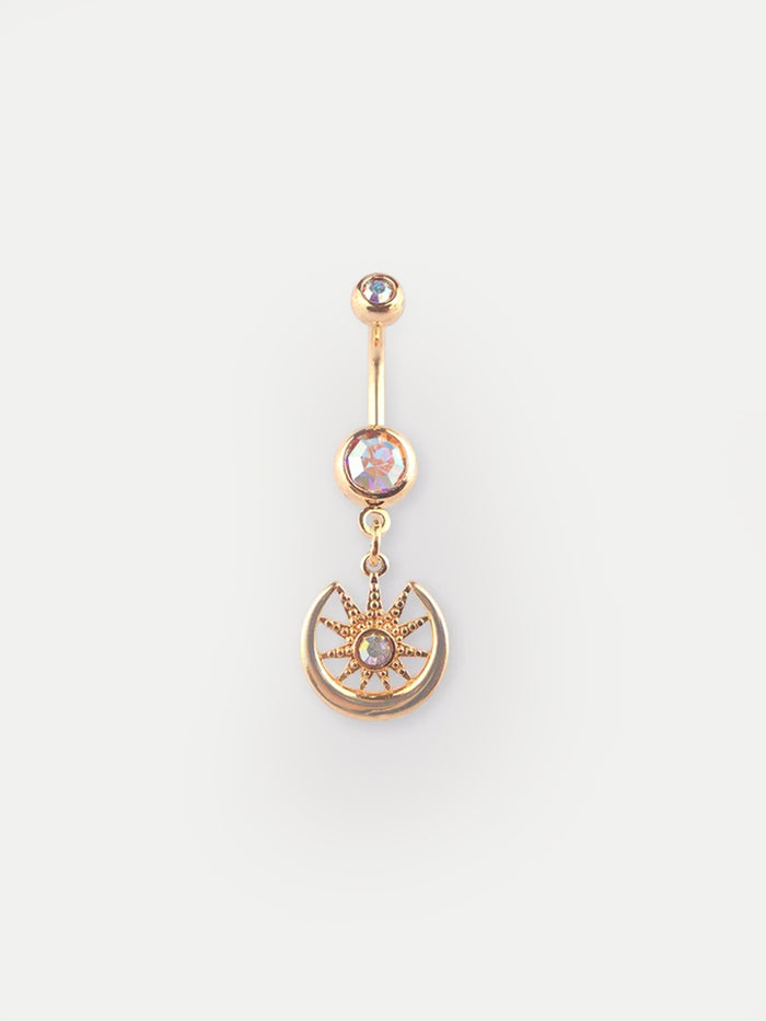 Gem Gold Star Goddess Navel Barbell 14G | Aurora Borealis-Image 1