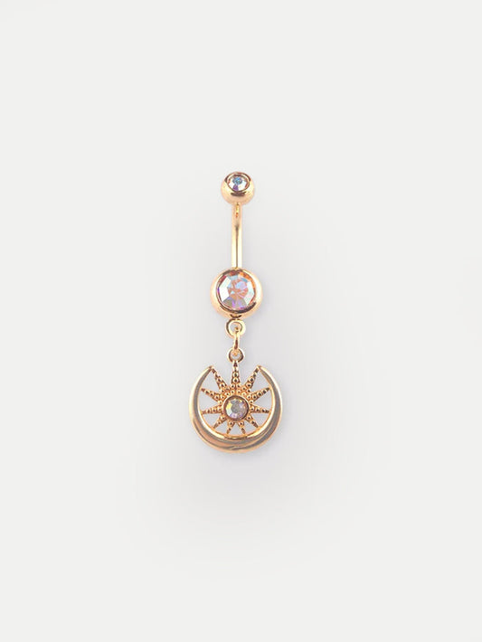Gem Gold Star Goddess Navel Barbell 14G | Aurora Borealis-Image 1