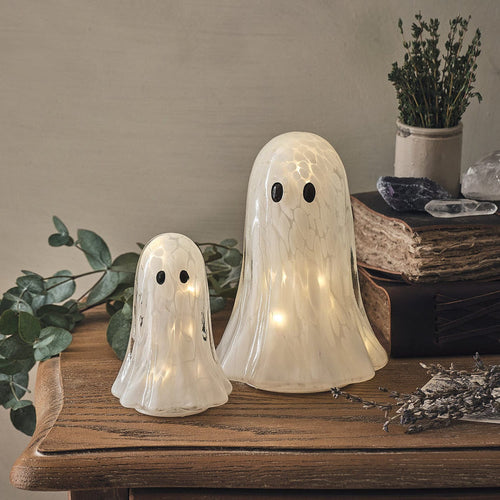Gertie the Ghost Confetti Glass LED Halloween Decoration Duo